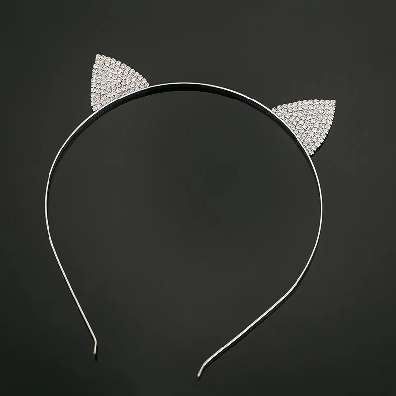 

Cute Cat Ear Hairbands Girls Lovely Headbands Hair Accessories Fashion Siver Rhinestone Hairband Metal Sparkling Crown Crystal