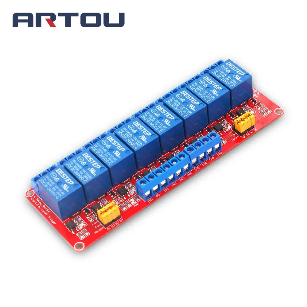 

1PCS 24V 8 Channel Relay Module High and Low Trigger Red Board 8Channel Relay Module