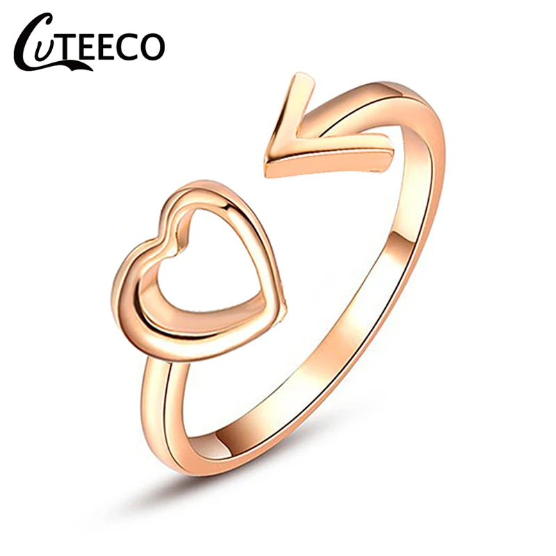 CUTEECO Простые Модные Сердце Регулируемый вечерние кольца для женские обручальные кольца женское кольцо ювелирные изделия винтажный, с серебряным покрытием