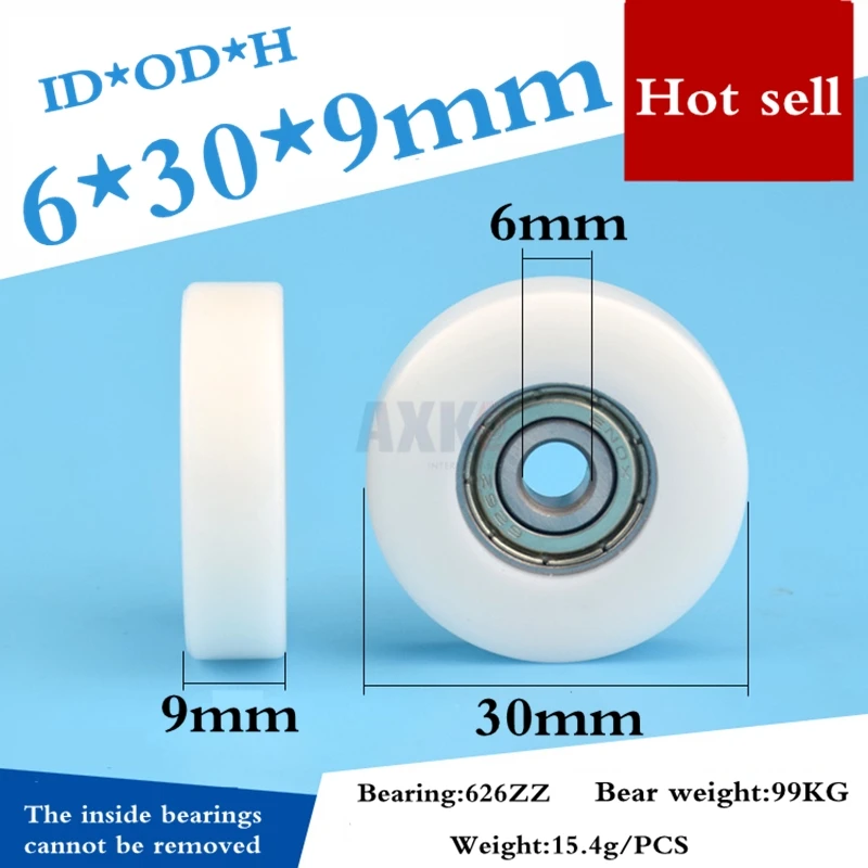 2019 626zz Plastic covered Plastic Idler Pulley Nylon Wheel Mute