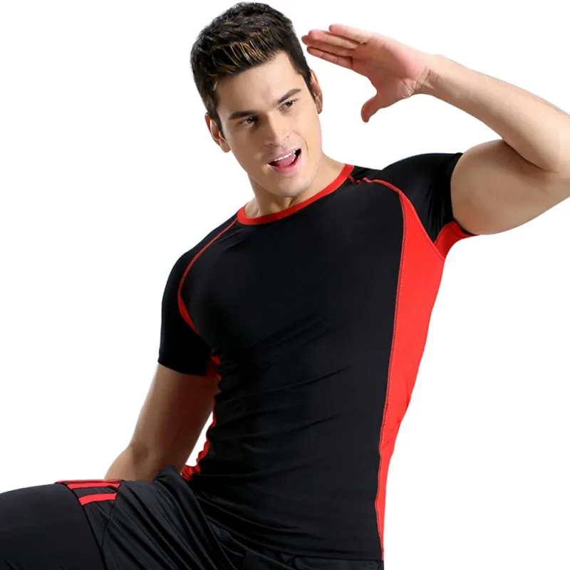 

2018 Men Breathable Running T-Shirt Short Sleeves Quick Dry T shirt Men Fitness Bodybuild Gym Top