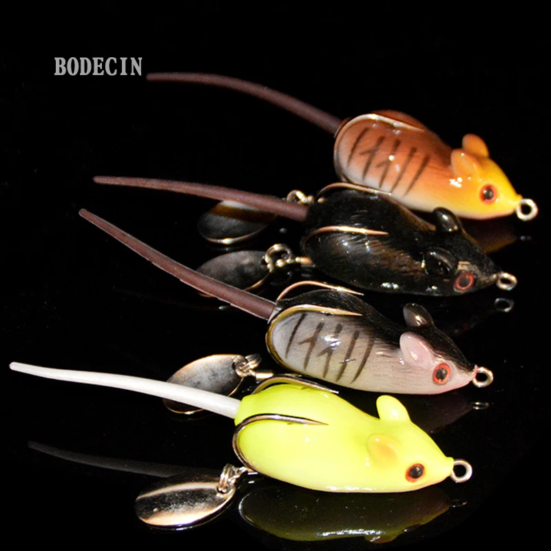4PCS Fishing Lure Soft Lures For Fish Bait Hollow Body Mouse Baits China Artificial Swim Bait Shad Topwater Snakehead Hooks Sea (5)