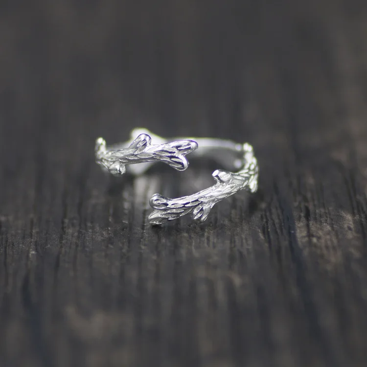 

Hot Sale 925 Sterling Silver Branch Rings For Women Adjustable Size Wedding Ring Fashion Jewelry