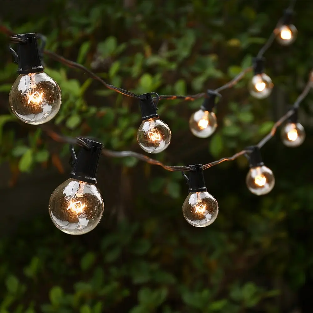 String Lights With 25 G40 Globe Bulbs Ul Listed For Indoor Outdoor G40 String Lights With 25 Clear Globe Bulbs Listed For Indoor Outdoor Vintage Backyard