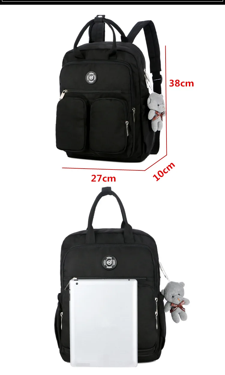 2021 Fashion Woman Backpack Waterproof Nylon Soft Handle Solid Multi-pocket Travel Zipper Mochila Feminina Sac A Dos School Bags