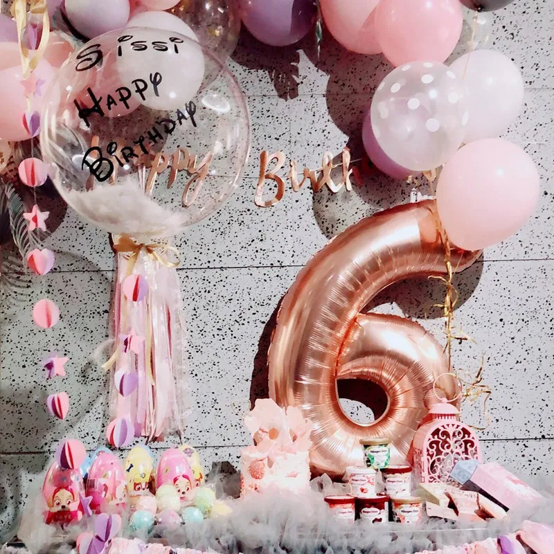 4" розовое золото большой номер фольгированные шары цифровой Гелиевый шар детский душ Вечеринка День Рождения украшения с днем рождения шары