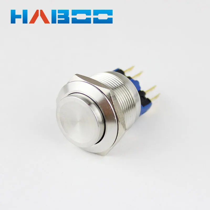 

10pcs/lot waterproof IP67 metal switch anti vandal dia.22mm reset push button switch stainless steal high head 1NO+1NC 250V 3A