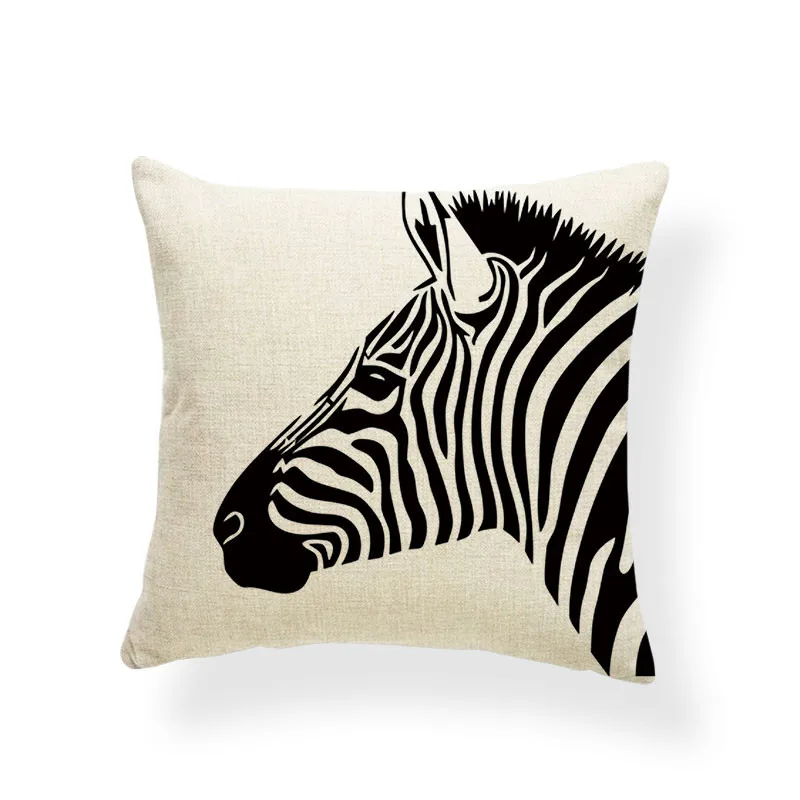 Наволочка для подушки с изображением животных зебры, наволочки для подушек, потертый шик, декоративная подушка, 45X45 см, хлопок, лен, сублимационный материал - Цвет: 1
