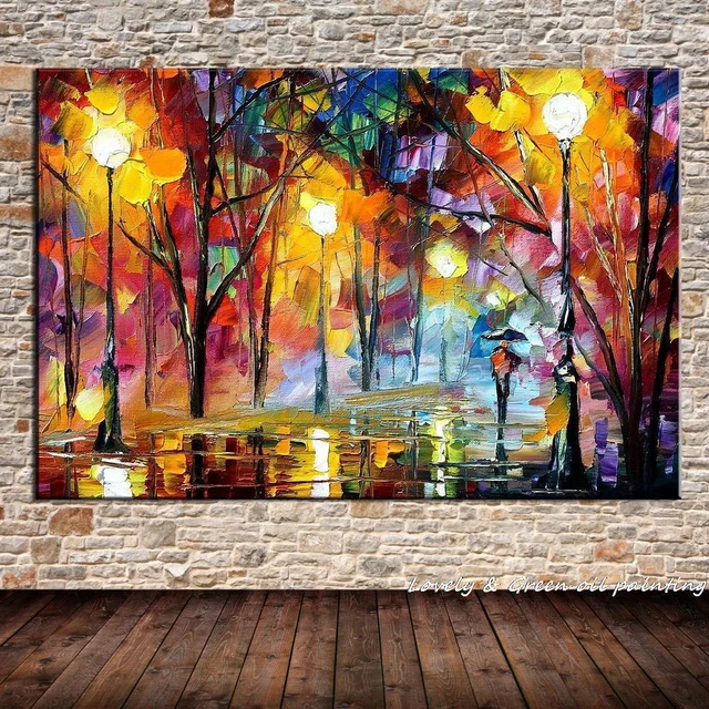 Abstract Romantic City Landscape Oil Painting On Canvas Large Wall Art Hand  Painted Colorful Tree Painting Modern Wall Decor - AliExpress