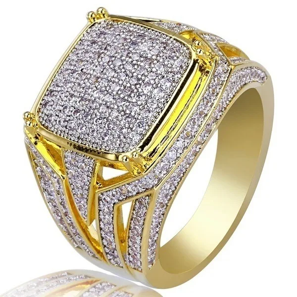 

Fooderwerk Jewelry Luxury Male Full Zircon Stone Ring 18KT Yellow Gold Filled Jewelry Vintage Wedding Engagement Rings For Men