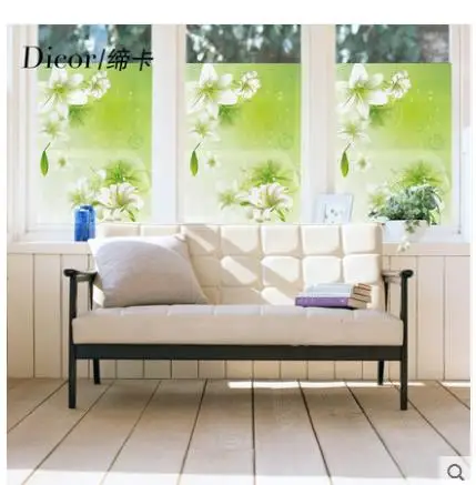 Refreshing lily window sticker balcony sill bedroom light transparent opaque bathroom living room bathroom glass film-29