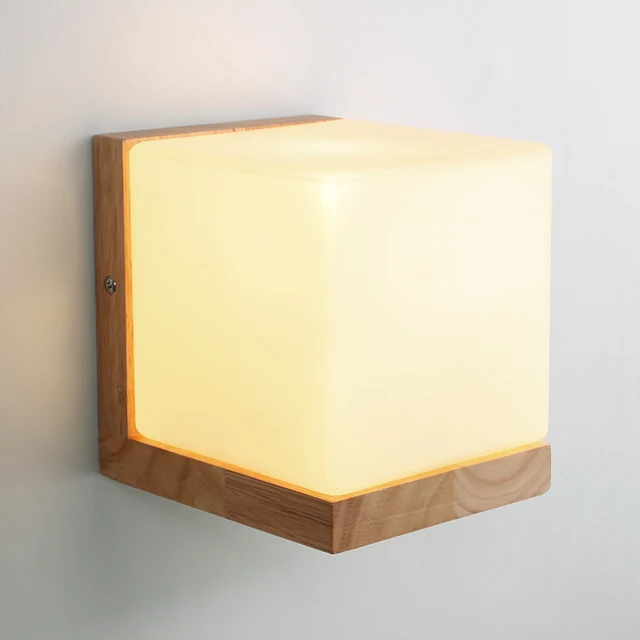 Moderne Eiken Hout Kubus Suiker Schaduw Wandlamp Slaapkamer Houten ... Moderne Eiken Hout Kubus Suiker Schaduw Wandlamp Slaapkamer Houten ...