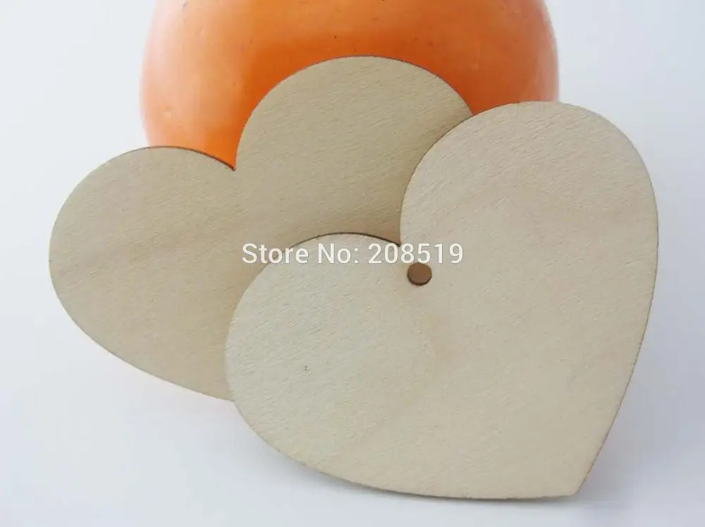 

WBNWKK 57mm*70mm large Heart Buttons flatback wood crafts for wedding party 50pcs DIY Home decoration