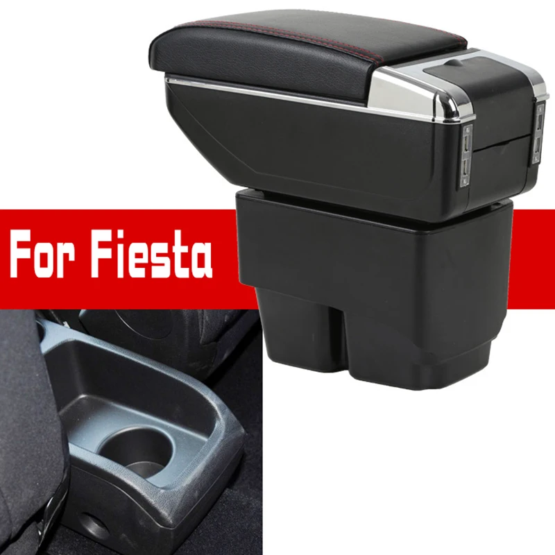 Кожаный Автомобильный подлокотник для Ford Fiesta 2009- центральный консольный ящик для хранения