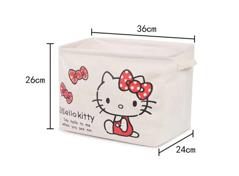 Складная Милая парусиновая корзина для хранения Hello kitty, водонепроницаемая мультяшная конструкция для игрушек, одежды, обуви, детской комнаты, дома