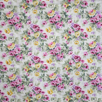 

150CM Width 100% Cotton Fabric With white rose Flower Printed poplin Patchwork Dress Fabric