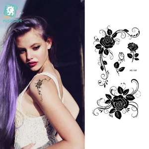 Rocooart HC1185 женский сексуальный стикер для татуировки на палец s черно-белые цветы Роза дизайн переводная временная татуировка наклейка - изображение