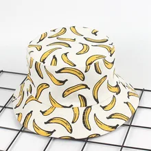 Двухсторонняя шляпа-ведро для мужчин, наружные кепки в стиле хип-хоп, с принтом банана, летняя хлопковая Панама для рыбалки, унисекс, Панамы, для женщин и девочек