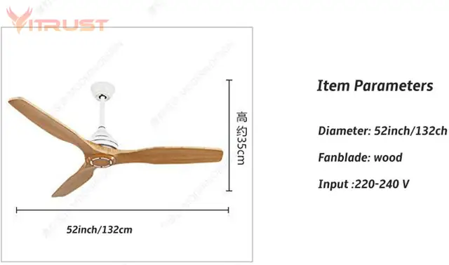 Us 220 4 35 Off Wood Ceiling Fan 3 Blades No Light Ceiling Fan 30w Brushed Nickel Industrial Modern Wood Blades 120v Remote Controlled No Light In