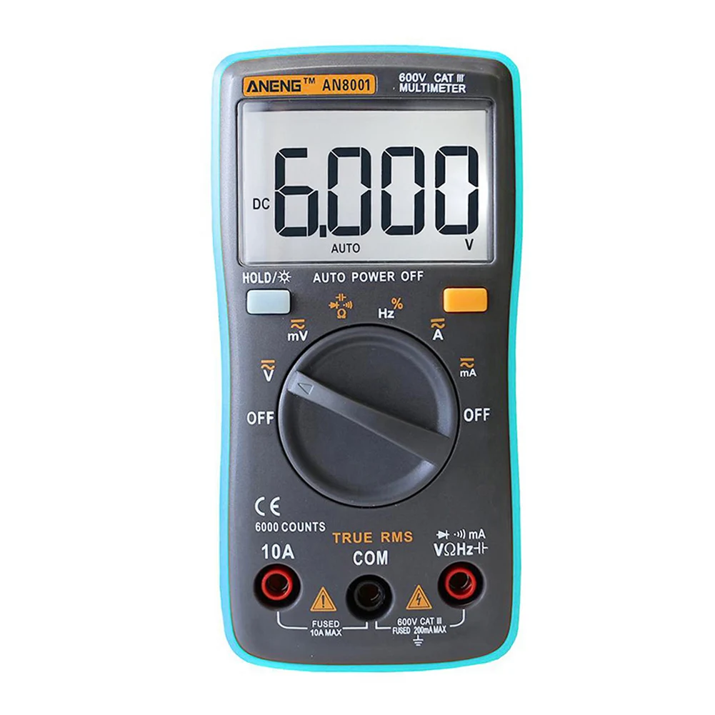 

Professional AN8001 Digital Multimeter 6000 Counts Backlight Ammeter Voltmeter Ohm Portable Meter