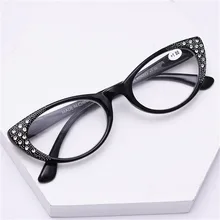 XojoX женские кошачий глаз модные очки для чтения алмазные очки для дальнозоркости пресбиопические очки женские очки Портативные+ 2,0