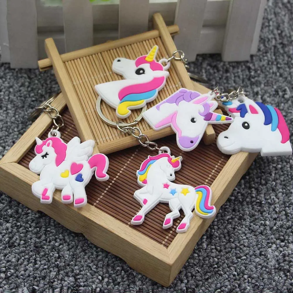 

Trendy Cute Fairytale PVC Unicorn Keychain Multi-style Horse Key Holder Alloy Key Ring For Woman Girls Gift Jewelry