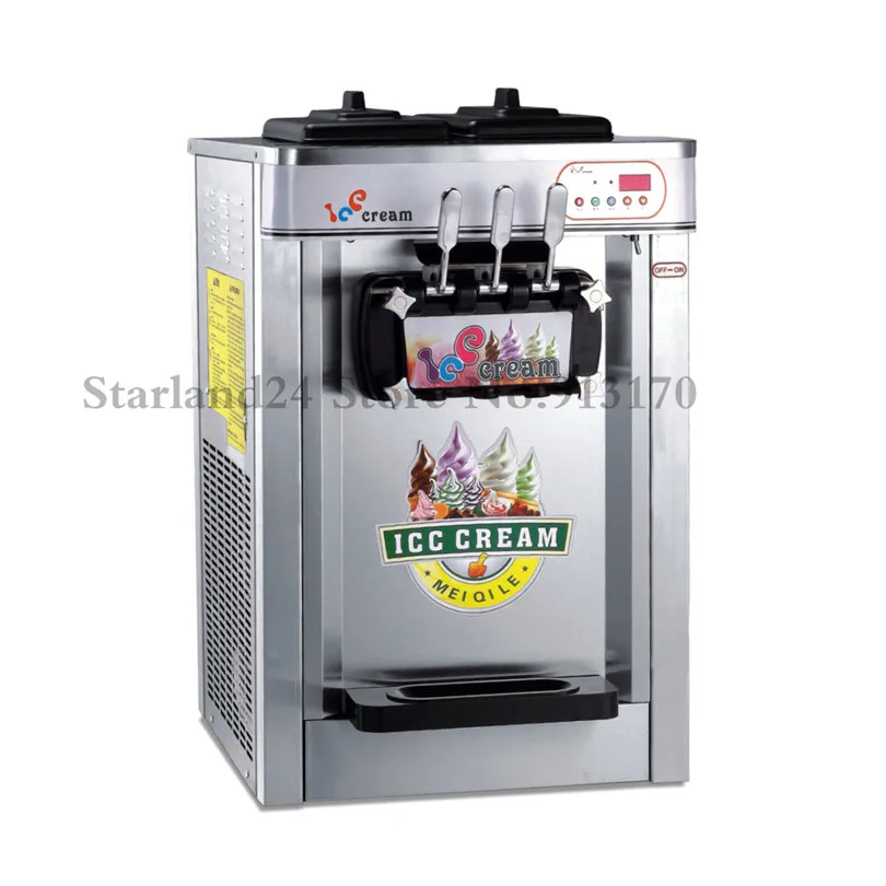 Коммерческий мягкий автомат для мороженого нержавеющая сталь 3 головки емкость 22