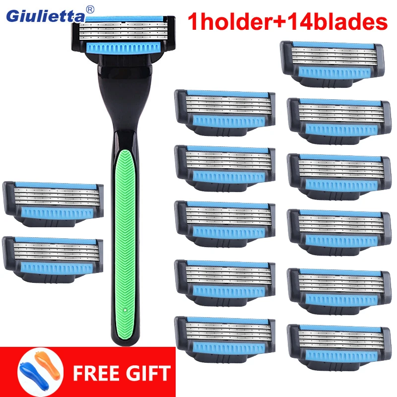 

Giulietta 1 Holder +14 Razor Blade 4-layer Professional Shaving Men's Safety Shaver Razor Blades Razor Blades for Face Care