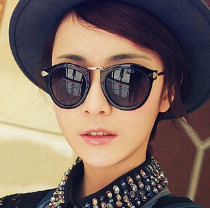 

oculos de sol new arrow leg round box metal rivets glasses The new fashion retro round box floral women sunglasses GL-5242