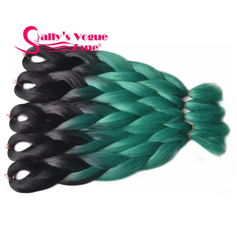 Sallyhair, Омбре, синтетические плетеные волосы, мятный зеленый цвет, Sallyhair, 24 дюйма, огромные косички, высокотемпературное волокно для наращивания волос - Цвет: P4/30