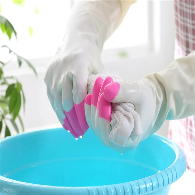 Rubber Latex Dish Washing Up Long Gloves Kitchen Housework Cleaning