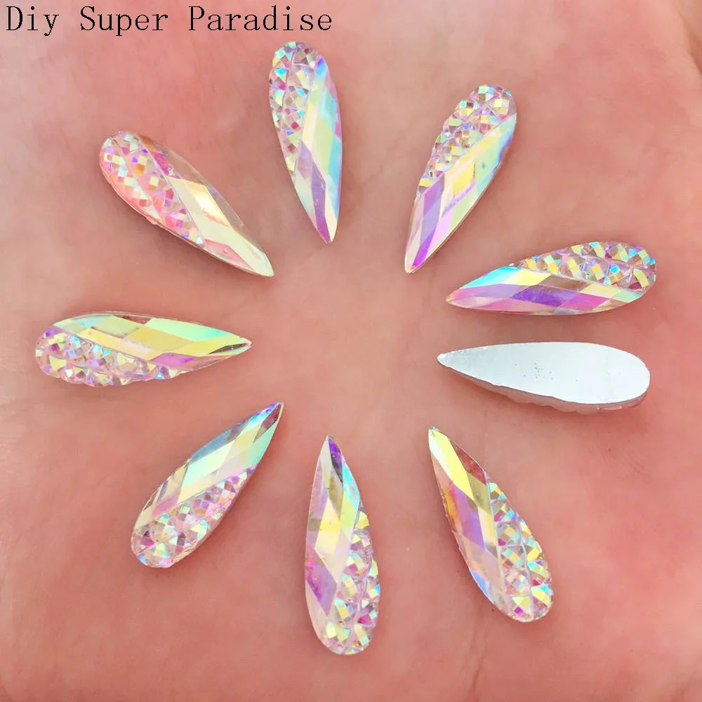 DIY 40 шт. 6 мм * 20 AB каучуковая плоская стразы свадебные пуговицы ручная работа/белый