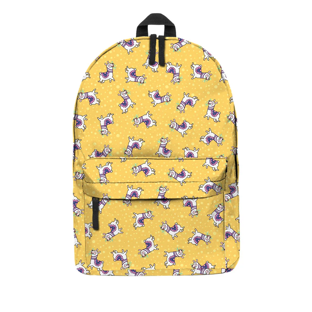 

Aelicy Students School Backpack Women's Cartoon Animals Alpaca Print Shoulder Bag Girls High Quality Oxford Backpack Rugzak