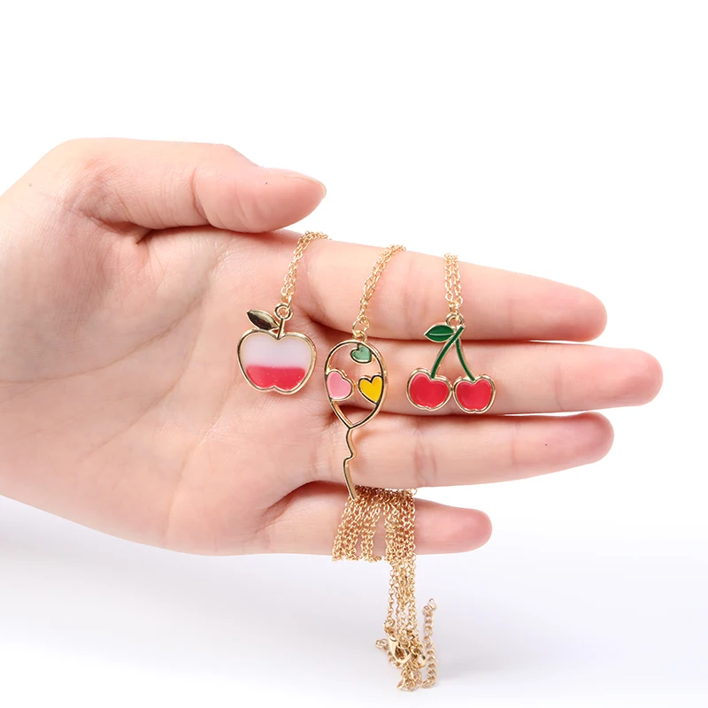 Ожерелье с 10 мультяшными эмалью яркими фруктами яблоками любовью ожерелье