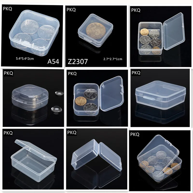 20pcs Multi Size Plastic Box Clear Small Parts Box Jewelry Storage Coin