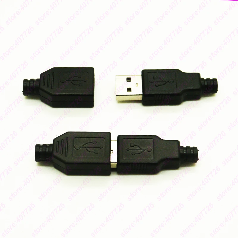 10 шт. DIY USB A Тип Мужской и Женский Разъемы в сборе адаптер USB Jack 2,0 пайка розетка с пластиковой оболочкой