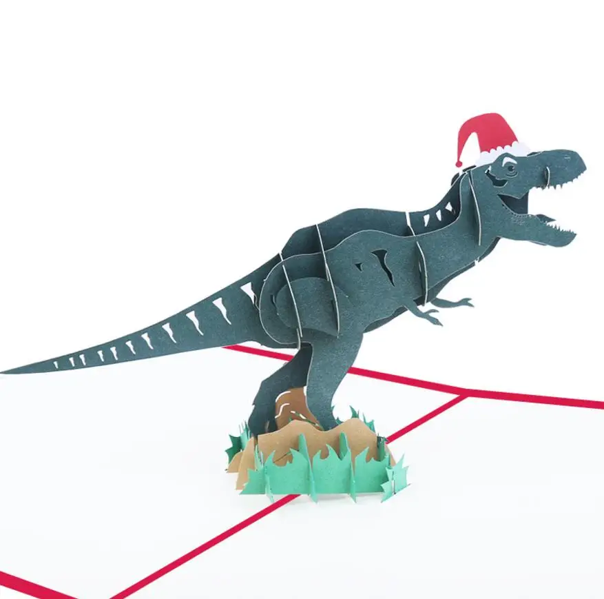  10pcs Cap Dinosaur Handmade Kirigami Origami 3D Pop UP Greeting Invitation card For Wedding Birthda - 33034938554