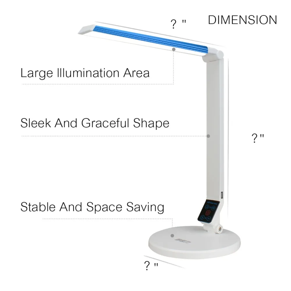 Светодиодный настольный светильник, настольная лампа TG188TS, диммер, сенсорный выключатель, 2 режима освещения(для изучения/релаксации), 10 Вт, с 5 уровнями яркости