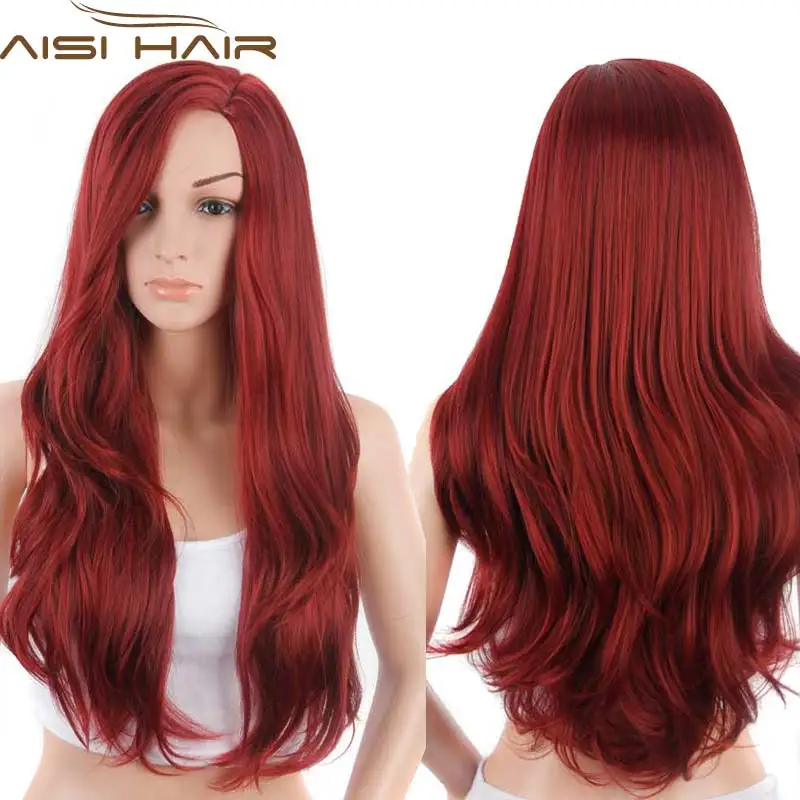 Synthetic Wigs for Women Red Female Wig Hair Wigs for Women Jenner Women's Wigs 26 Long Wavy Curly Hair Style