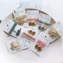 1 комплект корейский уксусный кислотный корпус шпильки геометрические круглые кристаллические бусины женская заколка для волос прозрачные блестки для волос аксессуары капля