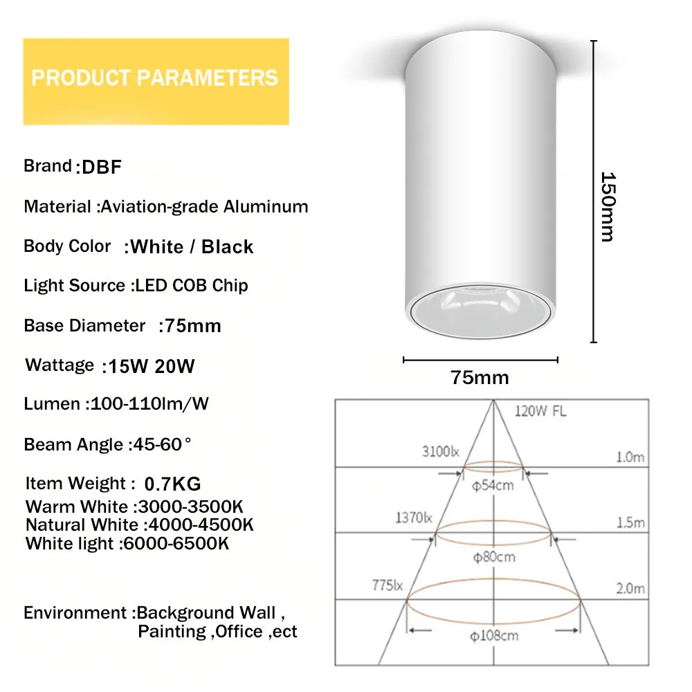 [DBF] высокий яркий светодиодный потолочный светильник с блестящим отражателем 15 Вт 20 Вт светодиодный потолочный светильник черный/белый корпус для внутреннего освещения