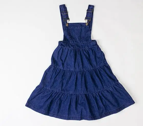 blue skirt Neploe Корейский осень Новые детские одежда девушка ковбой юбка+ рубашка хлопок личности ремешок большой Расклешенная юбка Дети Повседневное костюм - Цвет: blue skirt