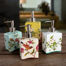 Керамический дезинфицирующее средство для рук пасторальный цветок и птица Лосьон бутылка дозирующая пустая бутылка отель квадратное мыло диспенсер WF709330