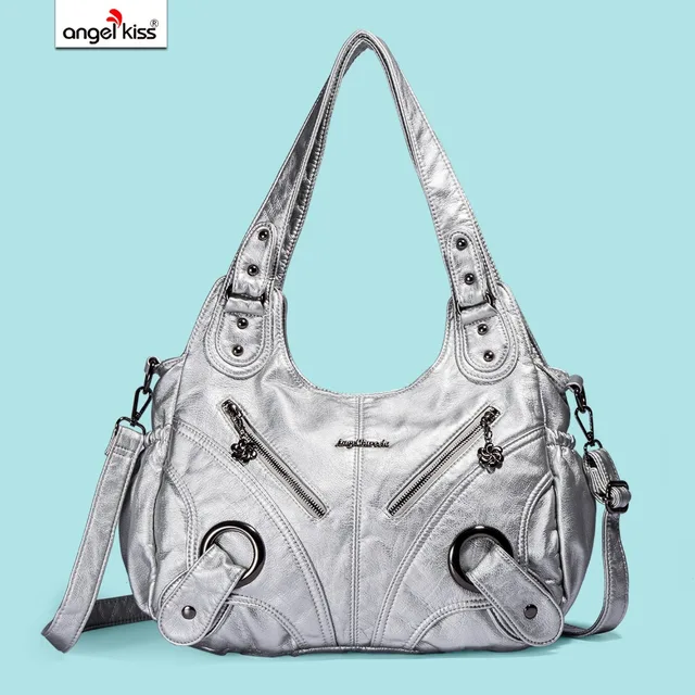 Angelkiss S Handbags Female Corss Shoulder Bags Tote Pu Washed Angelkiss S Handbags Female Corss Shoulder Bags Tote Pu Washed Leather 2 Top Zippers Fashion