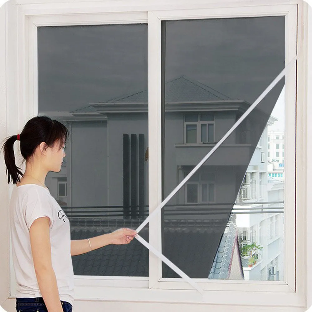 

1PC 150x200cm Window Screens Mesh Net Mosquito Insect Fly Screen Curtain Mesh Bug Self-adhesive Velcro Netting Door Window