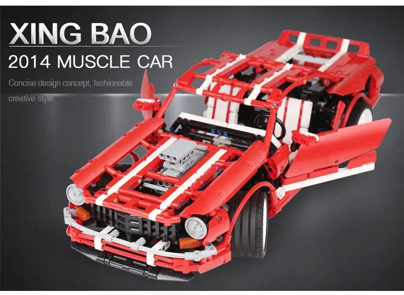 XingBao 07001 2000 шт. креативная серия MOC 2014 Набор мышечных автомобилей детские развивающие строительные блоки кирпичи игрушечные модели, подарки