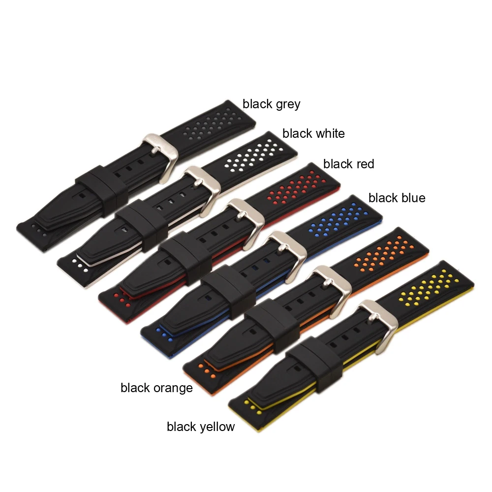 

20 22 24mm Wholesale Exchange Top Silicone Rubber Watchband Replacement Waterproof Strap Loop With Quick Spring Bar Style