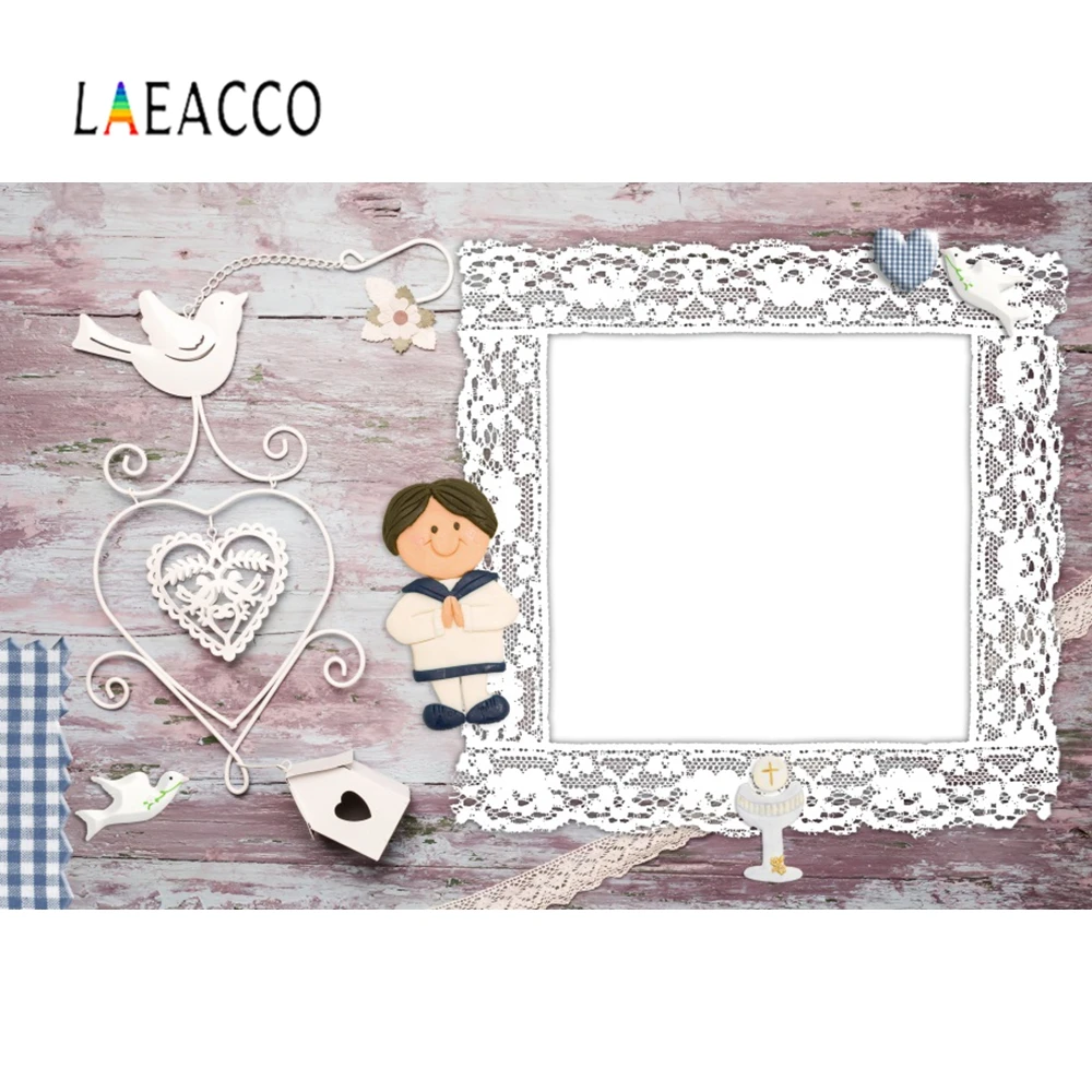 

Laeacco First Communion Empty Photo Frame Christian God Bless Scenic Photographic Backgrounds Photography Backdrops Photo Studio