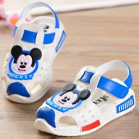 Disney/Детская Нескользящая пляжная обувь с мягкой подошвой с Микки и Минни; сандалии для мальчиков и девочек; Детские Первые ходунки