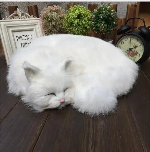 

WYZHY Fur handicraft simulation cat static model presents a sleeping child doll 30CMx29CMx10CM